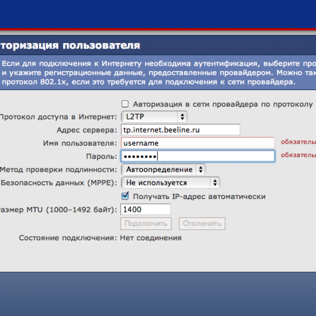 Провайдер авторизации. Keenetic настройка l2tp.