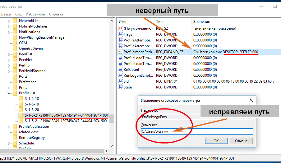 Временный профиль как исправить. Временный профиль Windows 7. Расположение профиля в реестре. Windows 7 заходит с временным профилем.